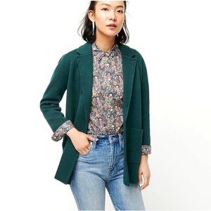 J Crew- Forest Green Sophie Open Sweater Blazer- XS